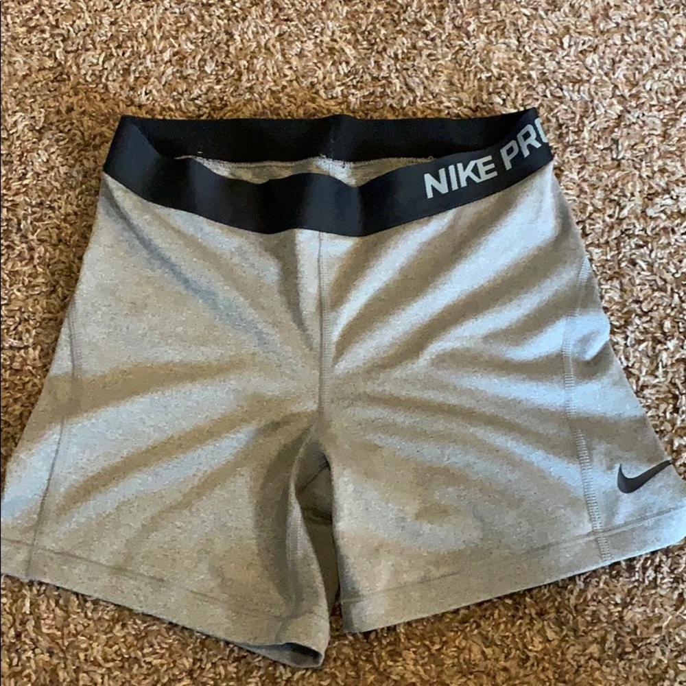 Gray nike dri-fit running shorts